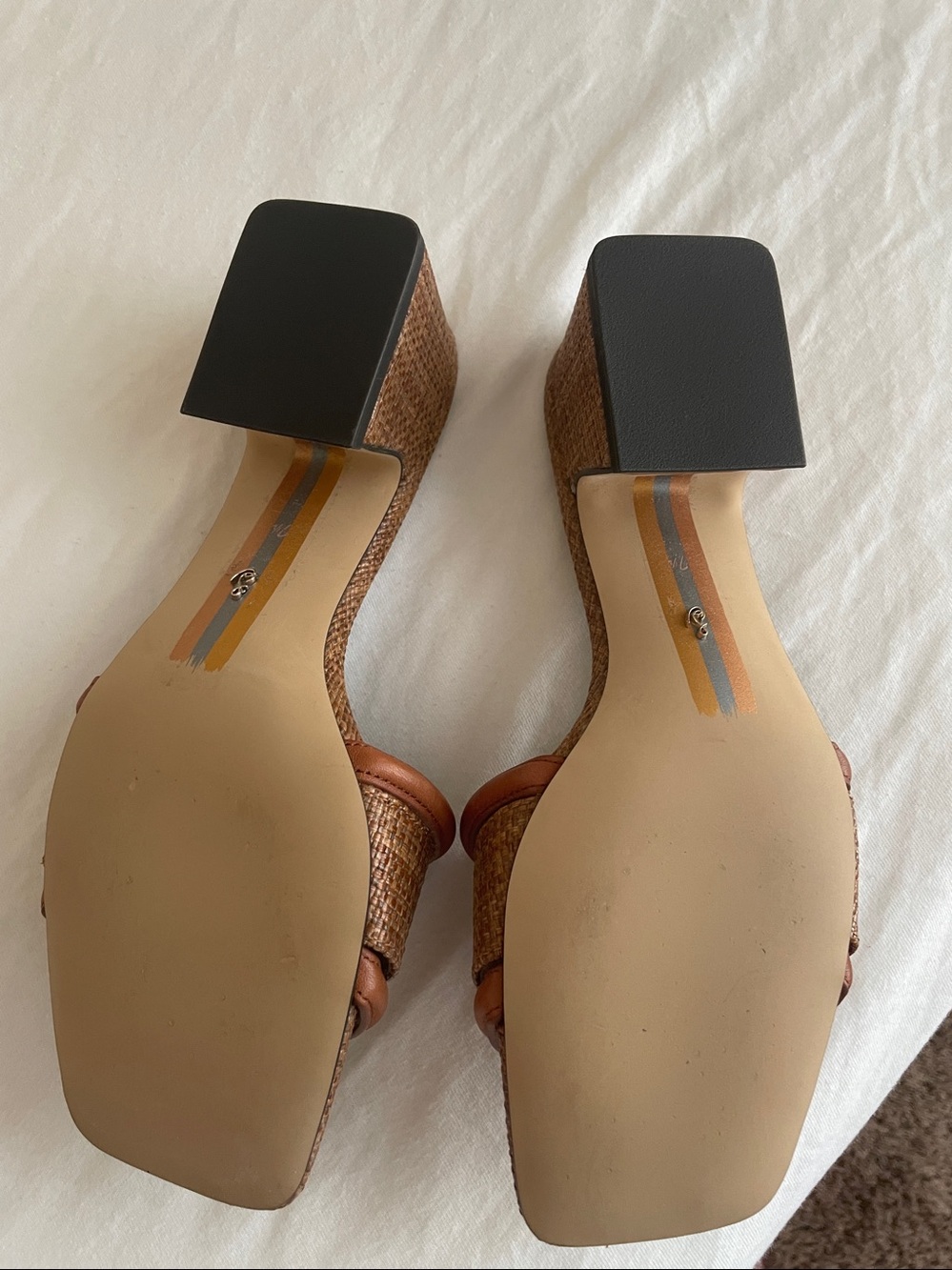 Sam Edelman Brown Woven Leather Block Heel Sandals - Picture 4 of 7